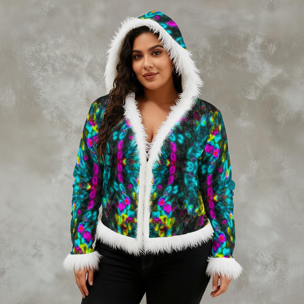 Color High Women's Faux Fur Trim Hooded Jacket | Velvet - Color High Hooded Jacket