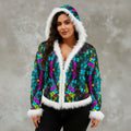 Color High Women's Faux Fur Trim Hooded Jacket | Velvet - Color High Hooded Jacket