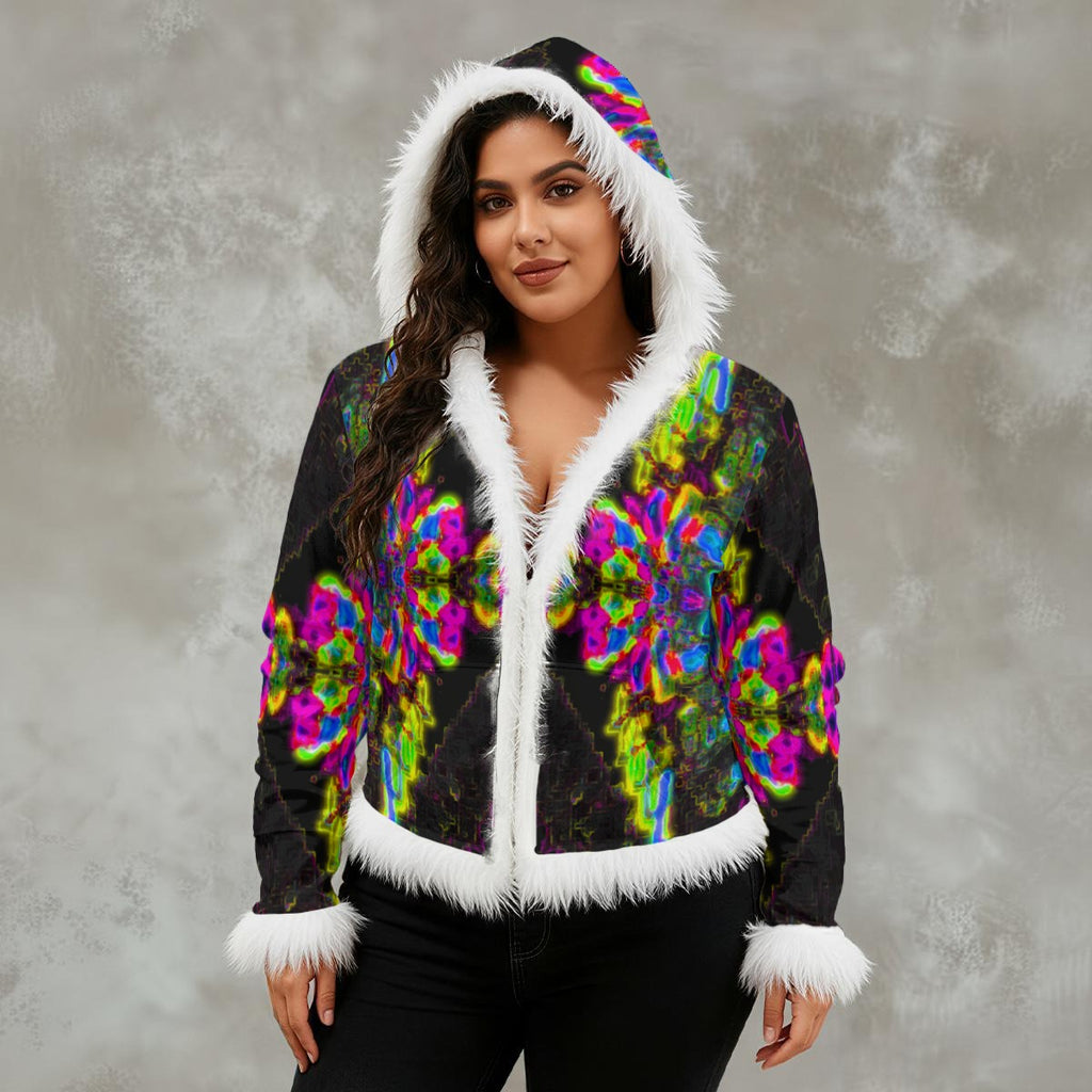 Color High Women's Faux Fur Trim Hooded Jacket | Velvet - Color High Hooded Jacket