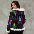 Color High Women's Faux Fur Trim Hooded Jacket | Velvet - Color High Hooded Jacket
