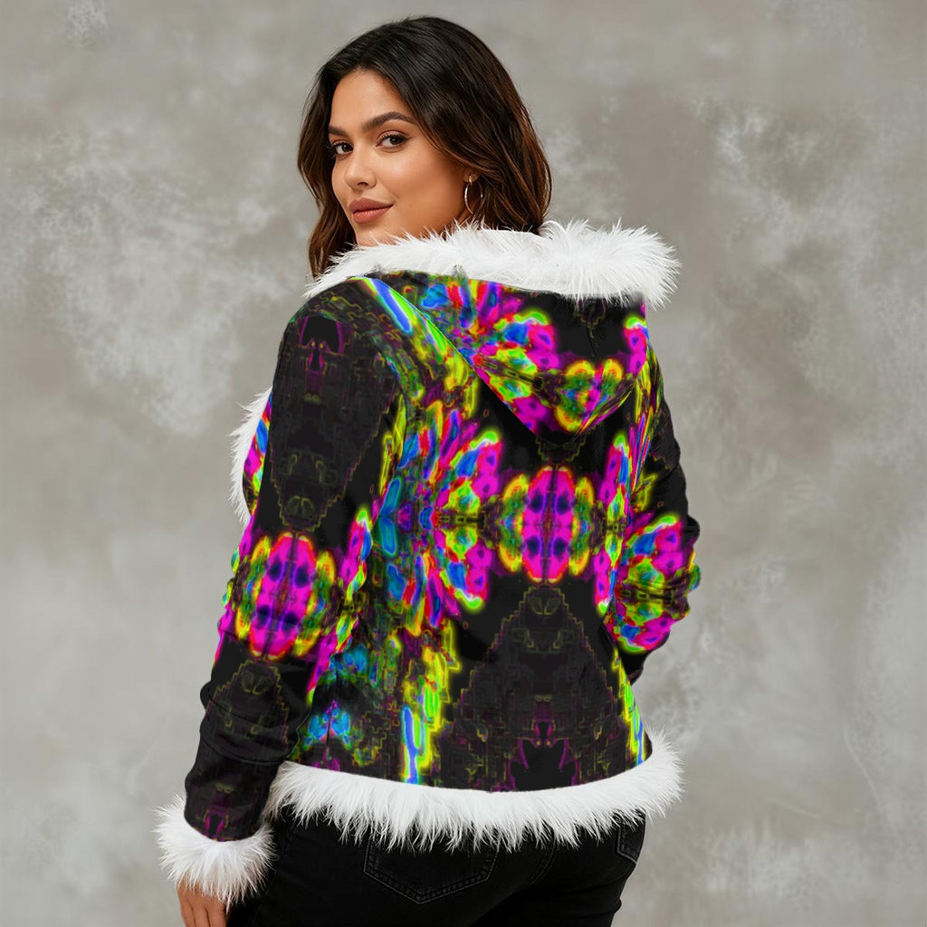 Color High Women's Faux Fur Trim Hooded Jacket | Velvet - Color High Hooded Jacket