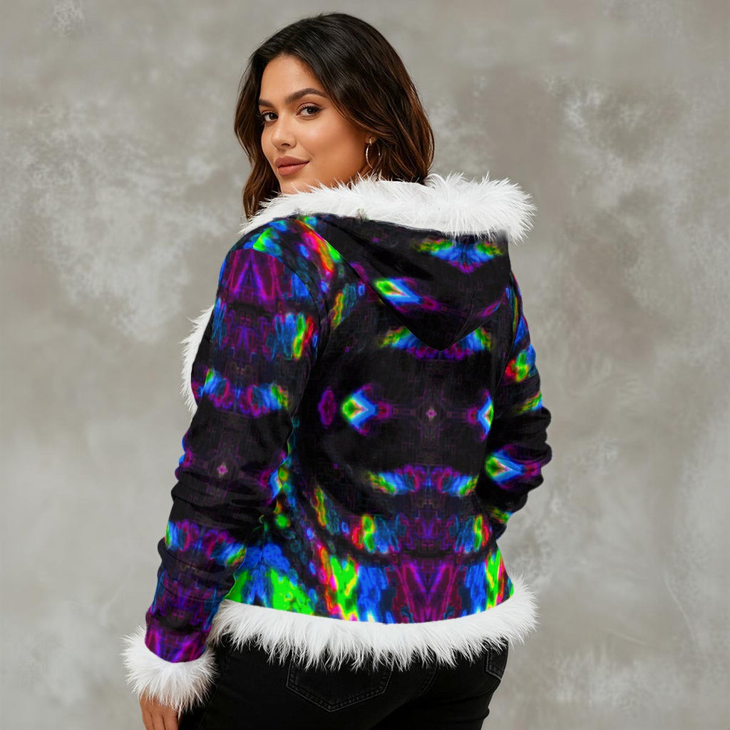 Color High Women's Faux Fur Trim Hooded Jacket | Velvet - Color High Hooded Jacket