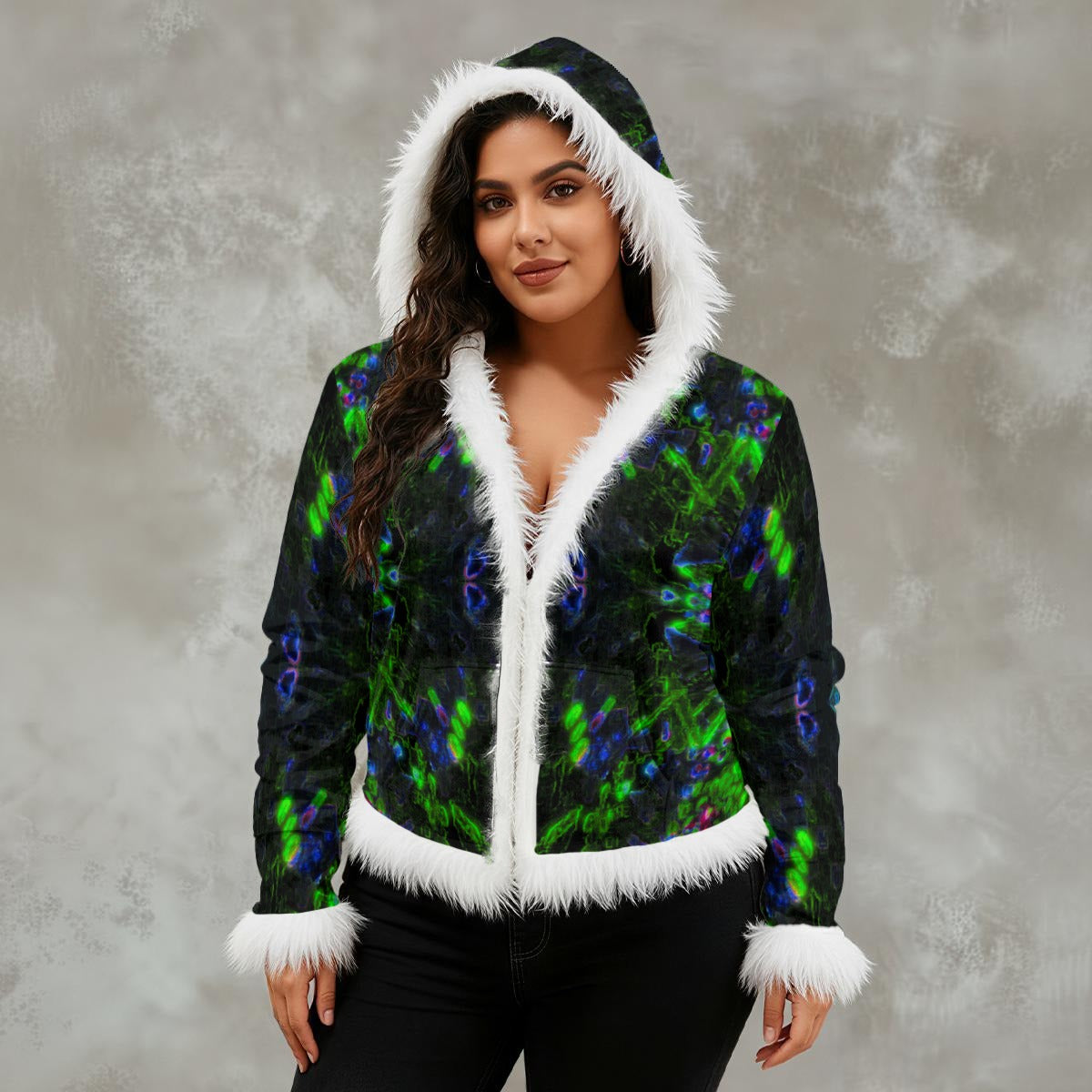 Color High Women's Faux Fur Trim Hooded Jacket | Velvet - Color High Hooded Jacket