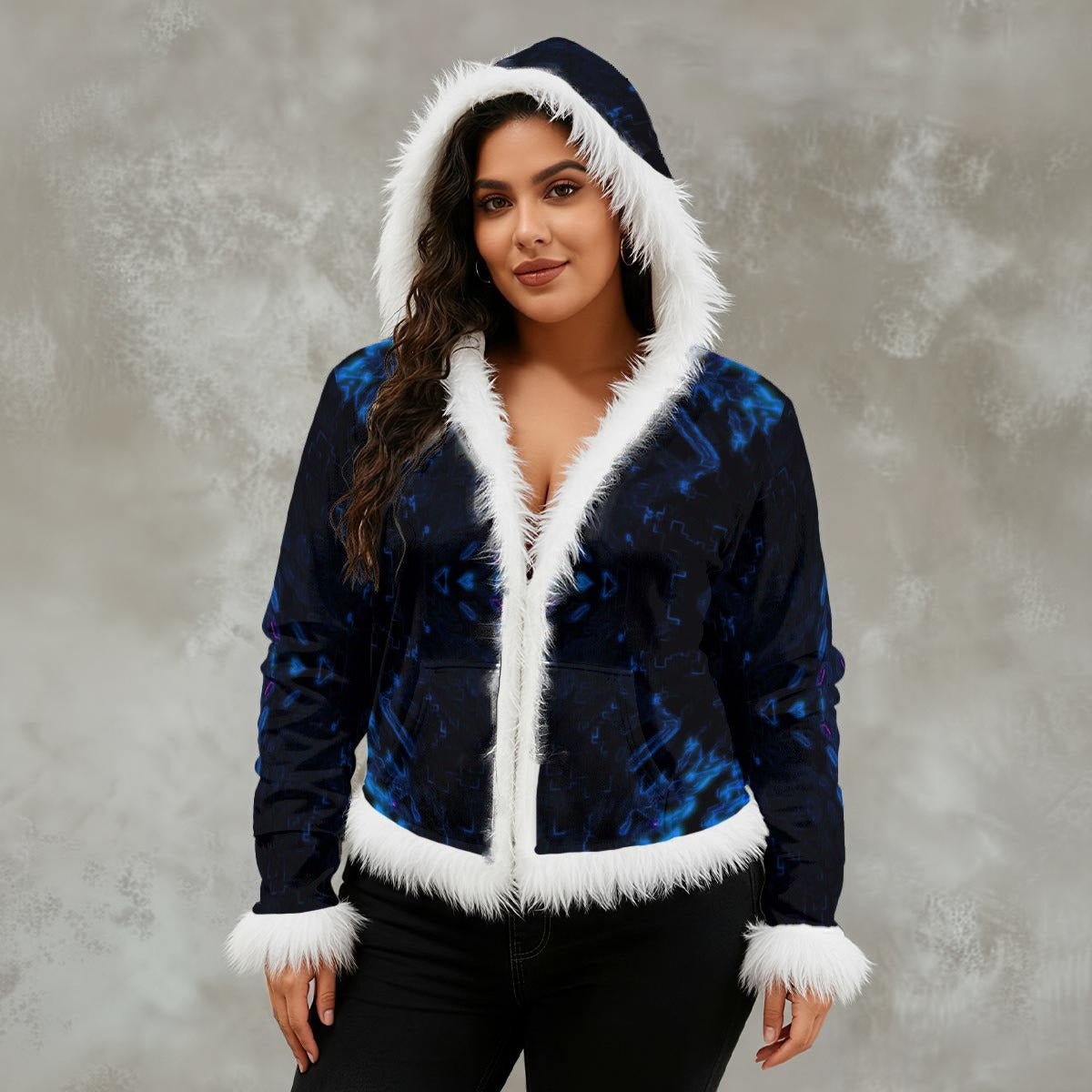 Color High Women's Faux Fur Trim Hooded Jacket | Velvet - Color High Hooded Jacket