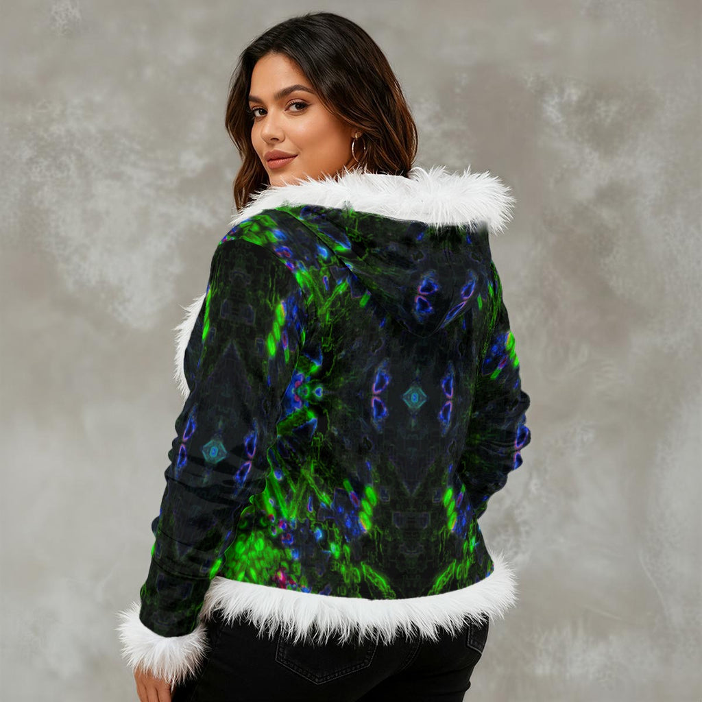 Color High Women's Faux Fur Trim Hooded Jacket | Velvet - Color High Hooded Jacket
