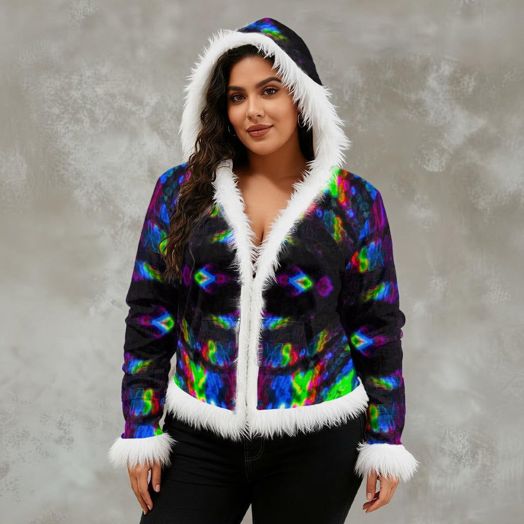 Color High Women's Faux Fur Trim Hooded Jacket | Velvet - Color High Hooded Jacket