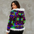 Color High Women's Faux Fur Trim Hooded Jacket | Velvet - Color High Hooded Jacket