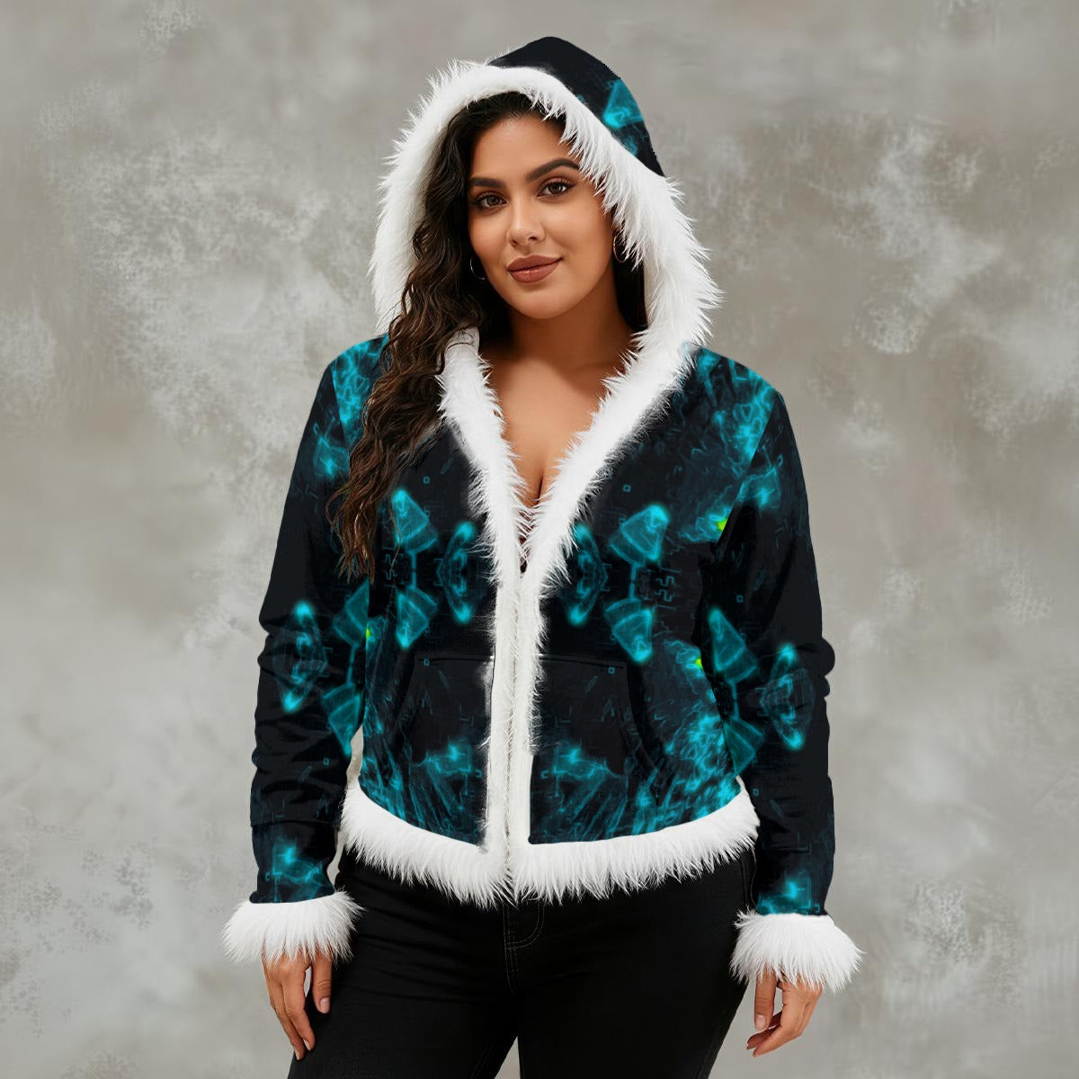 Color High Women's Faux Fur Trim Hooded Jacket | Velvet - Color High Hooded Jacket