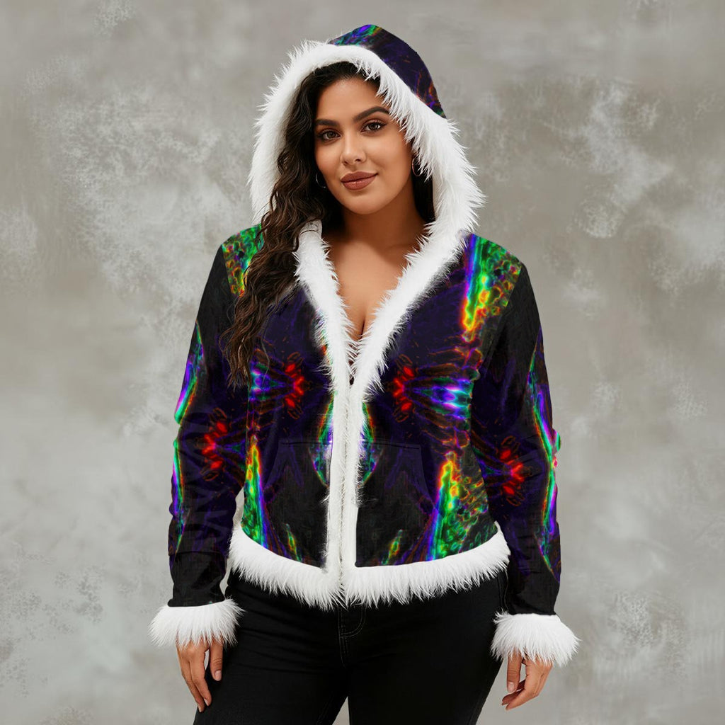 Color High Women's Faux Fur Trim Hooded Jacket | Velvet - Color High Hooded Jacket