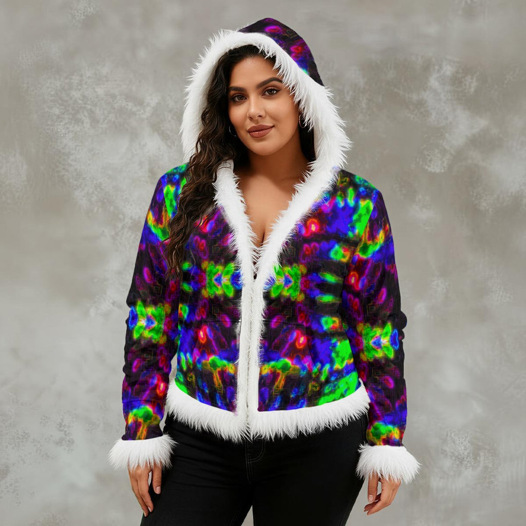Color High Women's Faux Fur Trim Hooded Jacket | Velvet - Color High Hooded Jacket