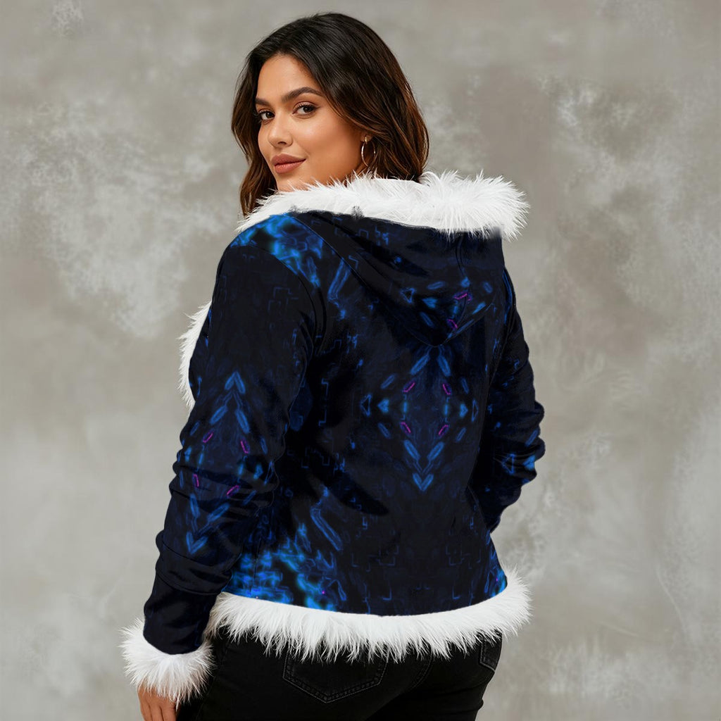 Color High Women's Faux Fur Trim Hooded Jacket | Velvet - Color High Hooded Jacket