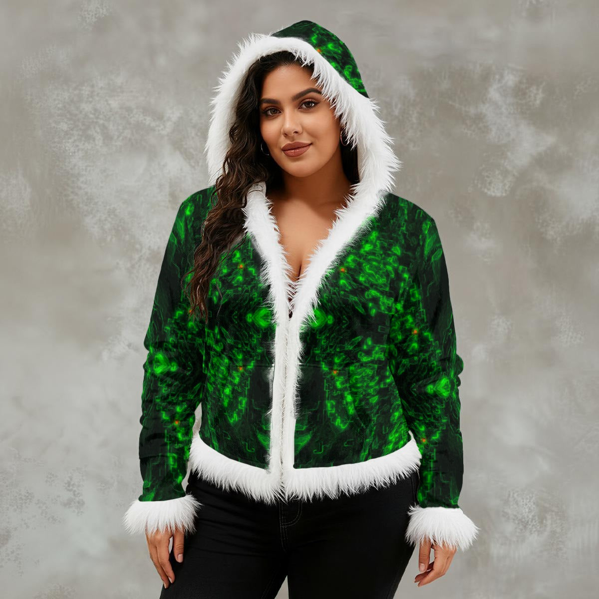 Color High Women's Faux Fur Trim Hooded Jacket | Velvet - Color High Hooded Jacket