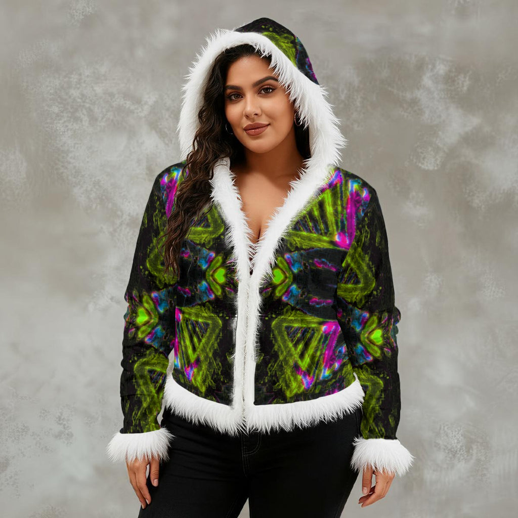 Color High Women's Faux Fur Trim Hooded Jacket | Velvet - Color High Hooded Jacket