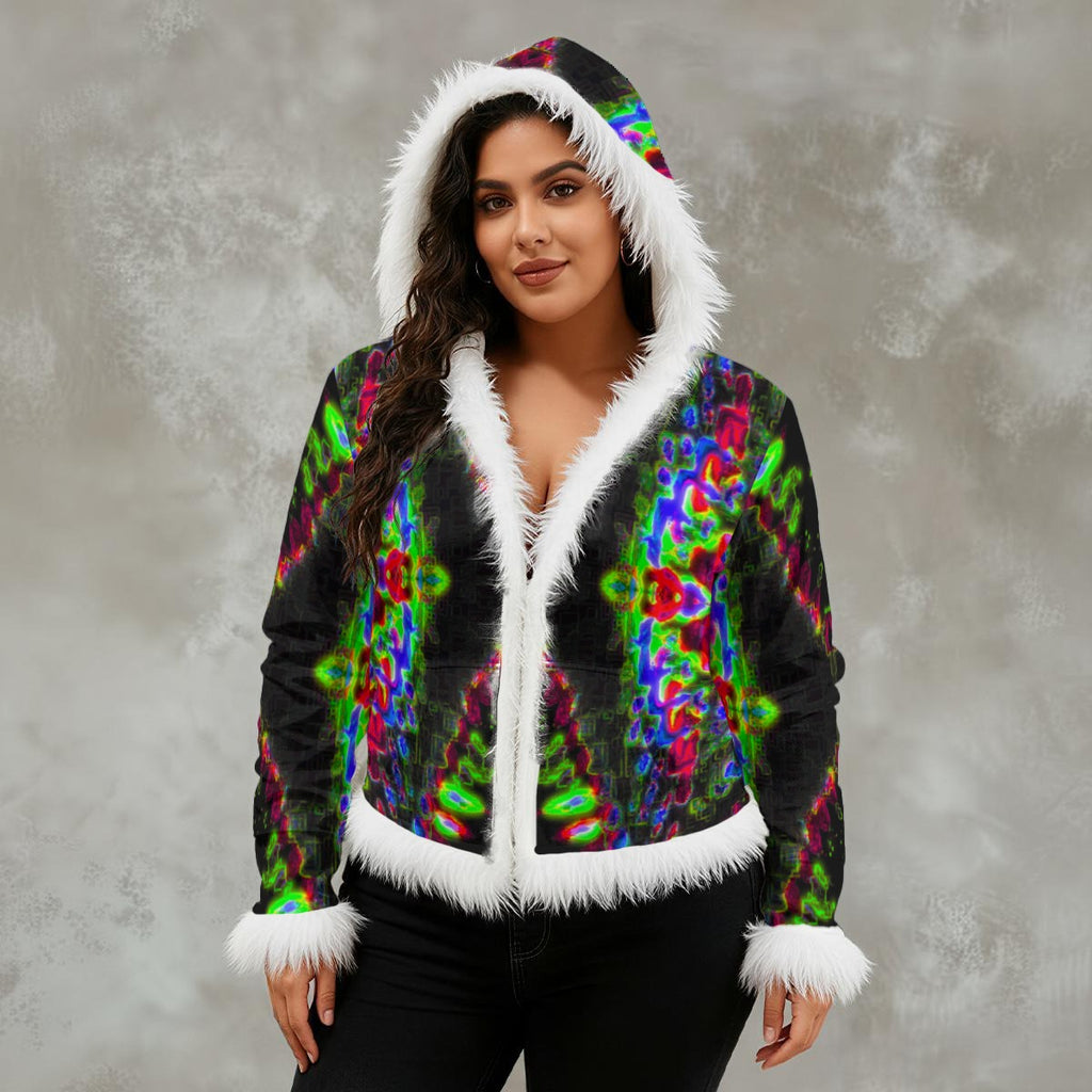 Color High Women's Faux Fur Trim Hooded Jacket | Velvet - Color High Hooded Jacket