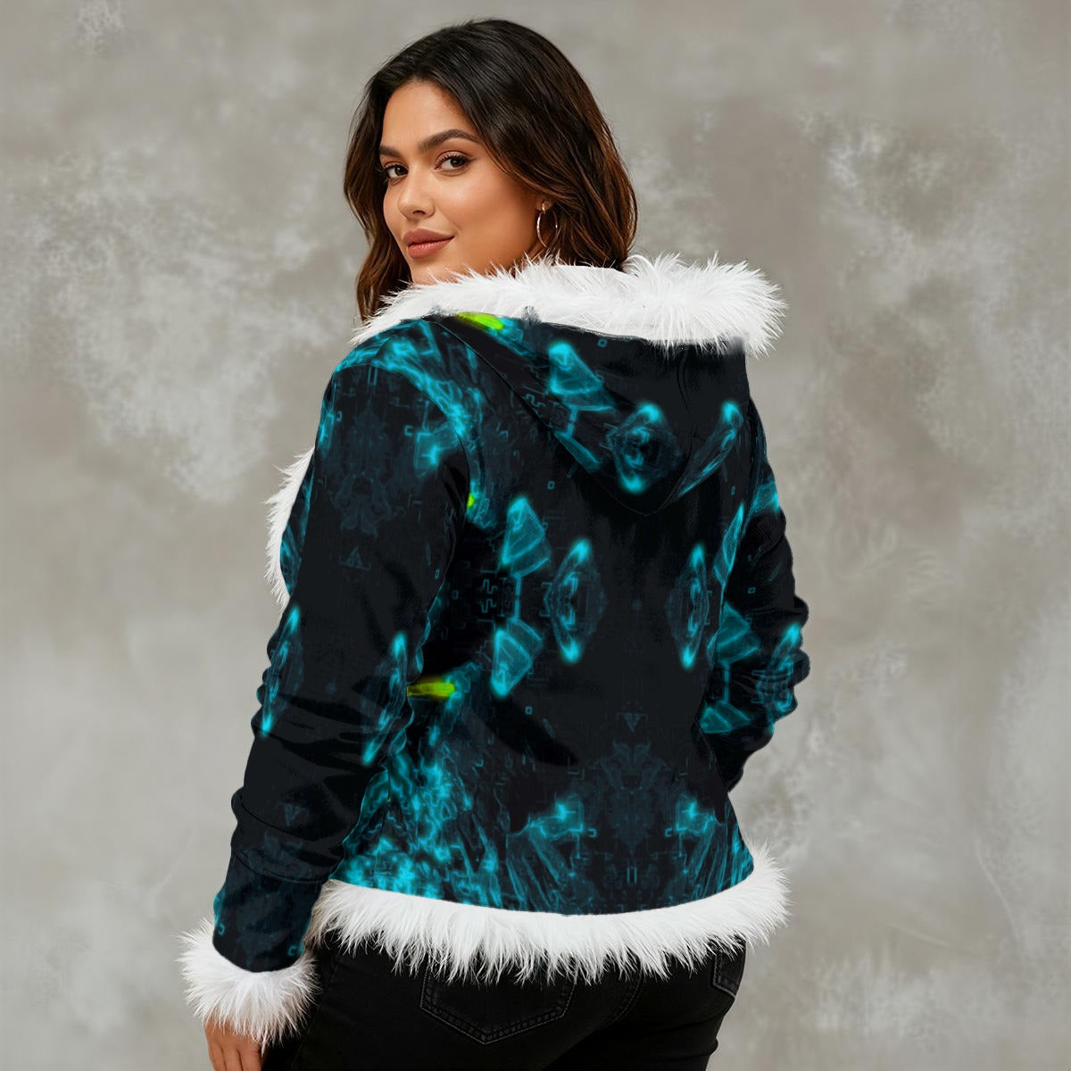 Color High Women's Faux Fur Trim Hooded Jacket | Velvet - Color High Hooded Jacket