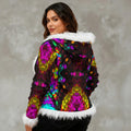 Color High Velvet Art Print — Women's Faux-Fur-Trim Hooded Jacket - Color High Hooded Jacket