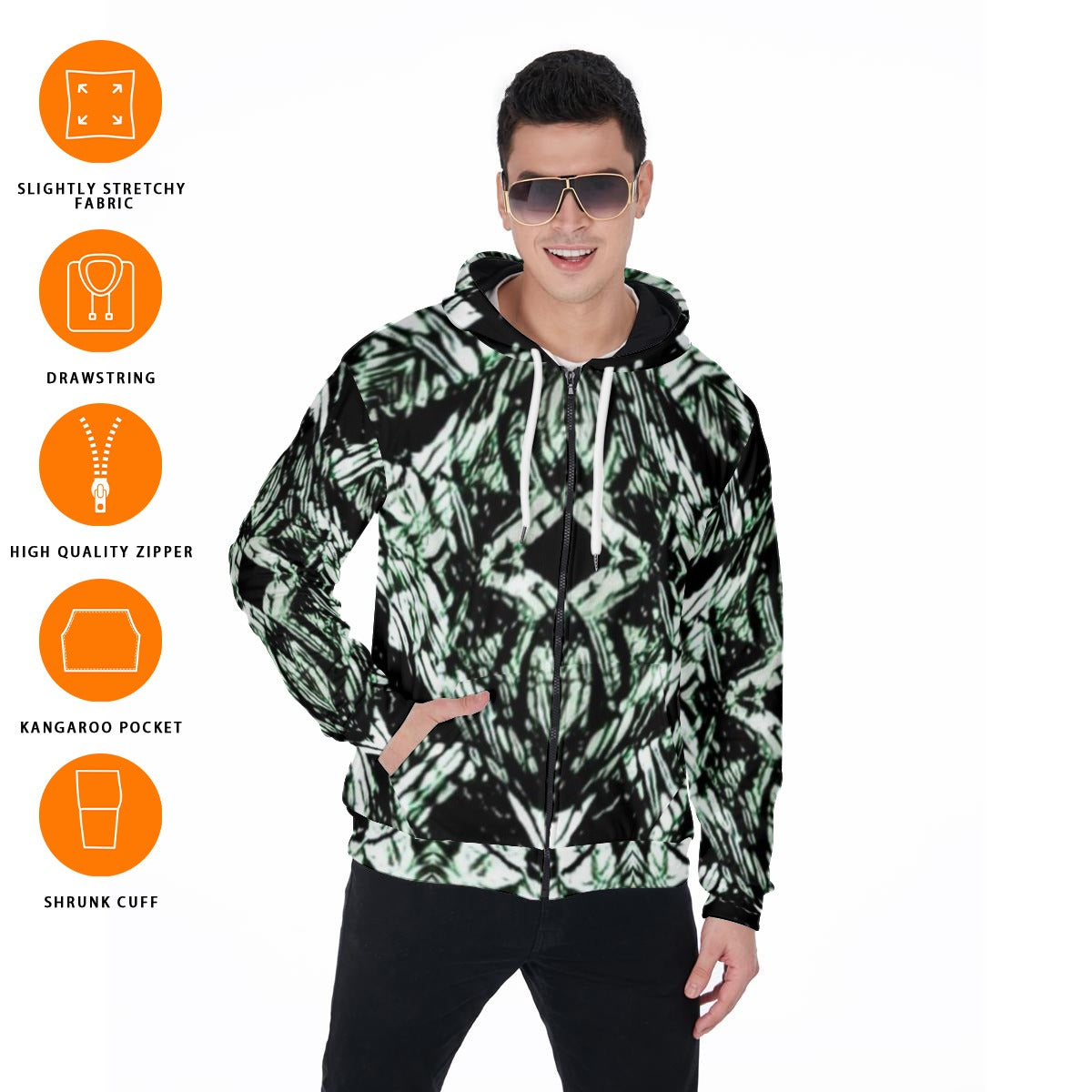 Color High Zip Up Hoodie With Pocket - Color High Hooded Jacket
